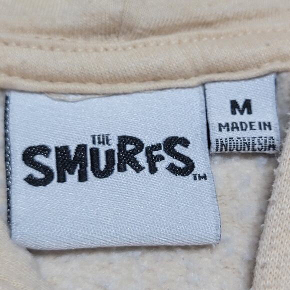 Smurfs LS Beige Unisex Hoodie Snooze Smurf - Size Medium - Picture 8 of 9